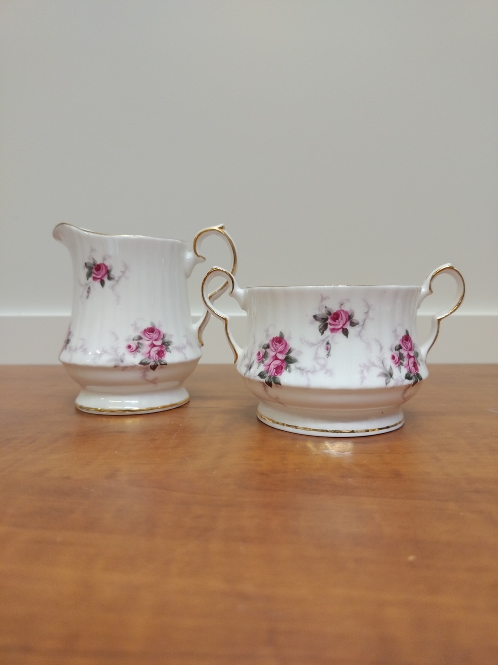 Vintage Open Sugar & Creamer Set "Windsor Rose" Pattern by Princess House